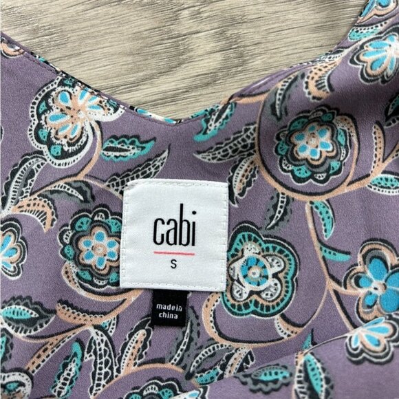 Cabi 3453 Spring Floral Scrollwork S Cami Blouse Top Purple Adjustable Straps - Picture 4 of 9